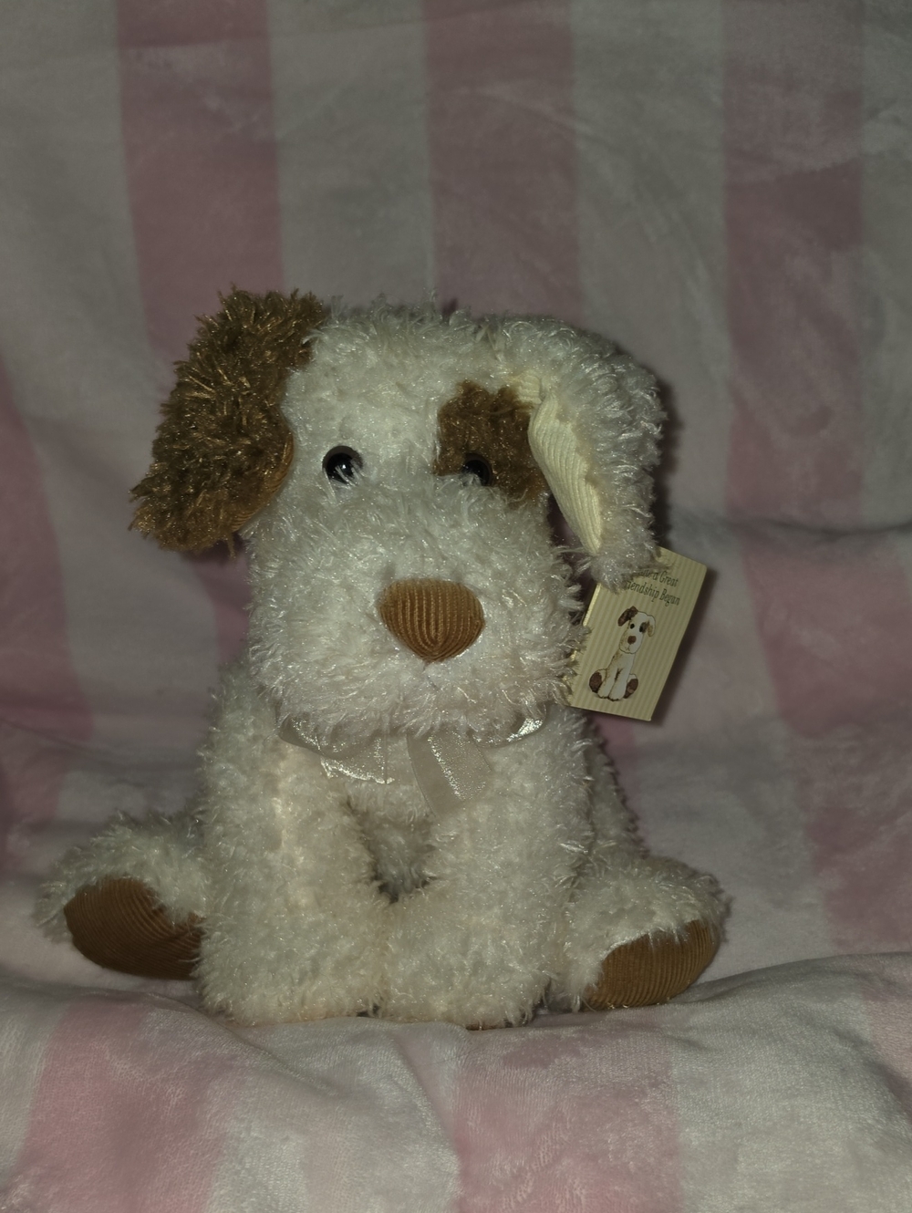 Barnes & Noble Cream and Brown Plush Puppy Stuffed Animal